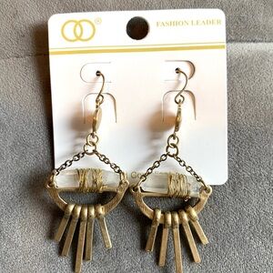 Gold Tone Crystal Dangle Earrings